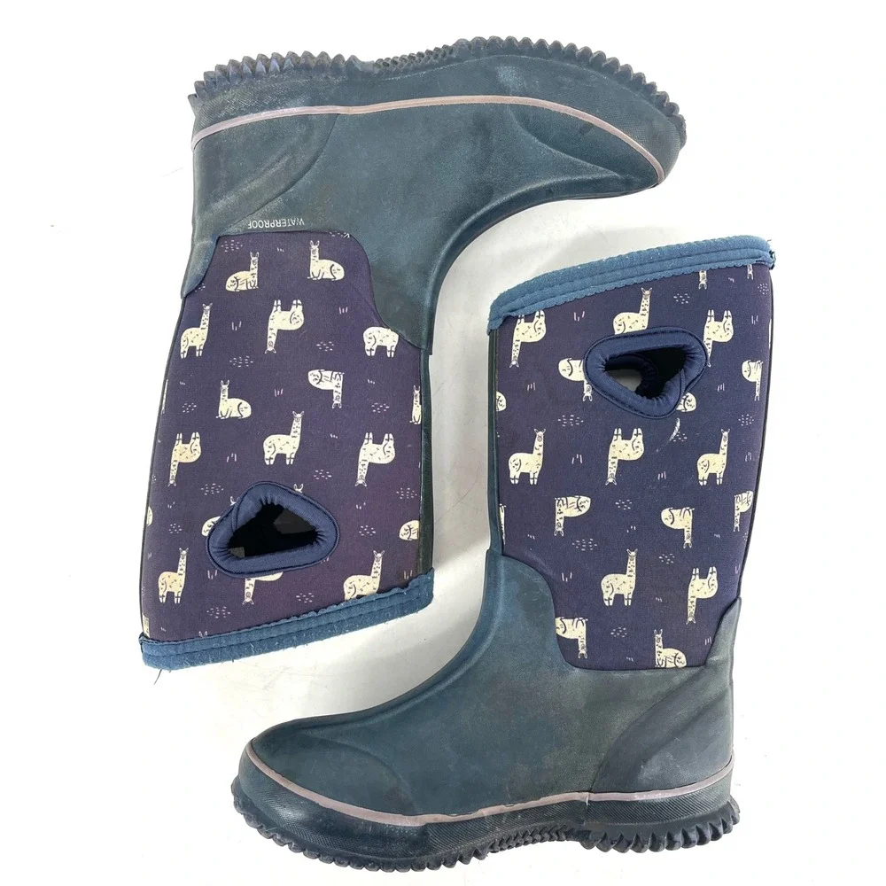 Target Kids Llama Alpaca Purple Waterproof Rubber Insulated Rain Boots (youth 1)